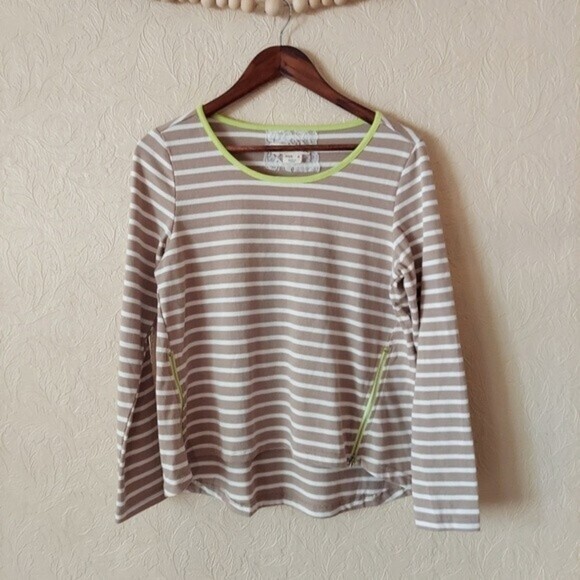 Anthropologie Lili's Closet tan striped sweatshirt top small - Picture 1 of 9